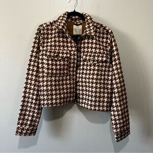 STOOSH- NEW Houndstooth Jacket in Brown and White L